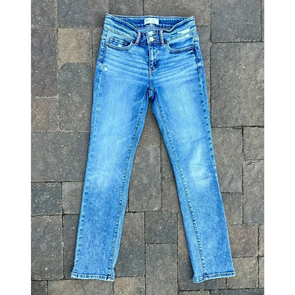 BKE Payton universal fit mid rise distressed straight jeans size 26x33 - Picture 3 of 8